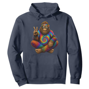 Hippie Bigfoot Peace Sign Tie Dye Sasquatch Hoodie TS11 Navy Print Your Wear