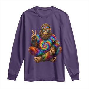 Hippie Bigfoot Peace Sign Tie Dye Sasquatch Long Sleeve Shirt TS11 Purple Print Your Wear