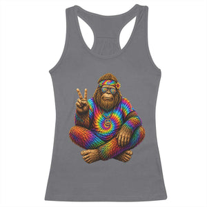 Hippie Bigfoot Peace Sign Tie Dye Sasquatch Racerback Tank Top TS11 Charcoal Print Your Wear