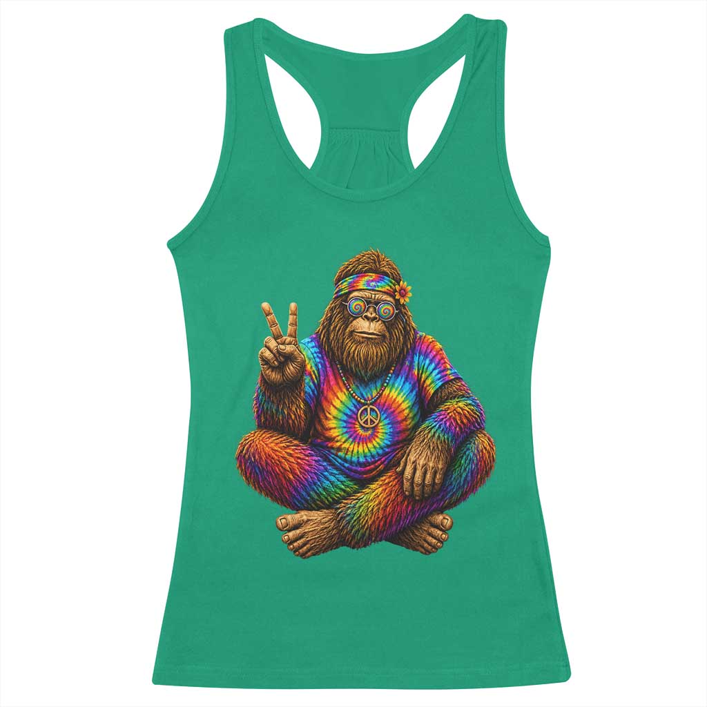 Hippie Bigfoot Peace Sign Tie Dye Sasquatch Racerback Tank Top TS11 Irish Green Print Your Wear