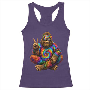 Hippie Bigfoot Peace Sign Tie Dye Sasquatch Racerback Tank Top TS11 Purple Print Your Wear
