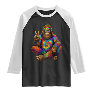 Hippie Bigfoot Peace Sign Tie Dye Sasquatch Raglan Shirt TS11 Black White Print Your Wear