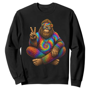 Hippie Bigfoot Peace Sign Tie Dye Sasquatch Sweatshirt TS11 Black Print Your Wear