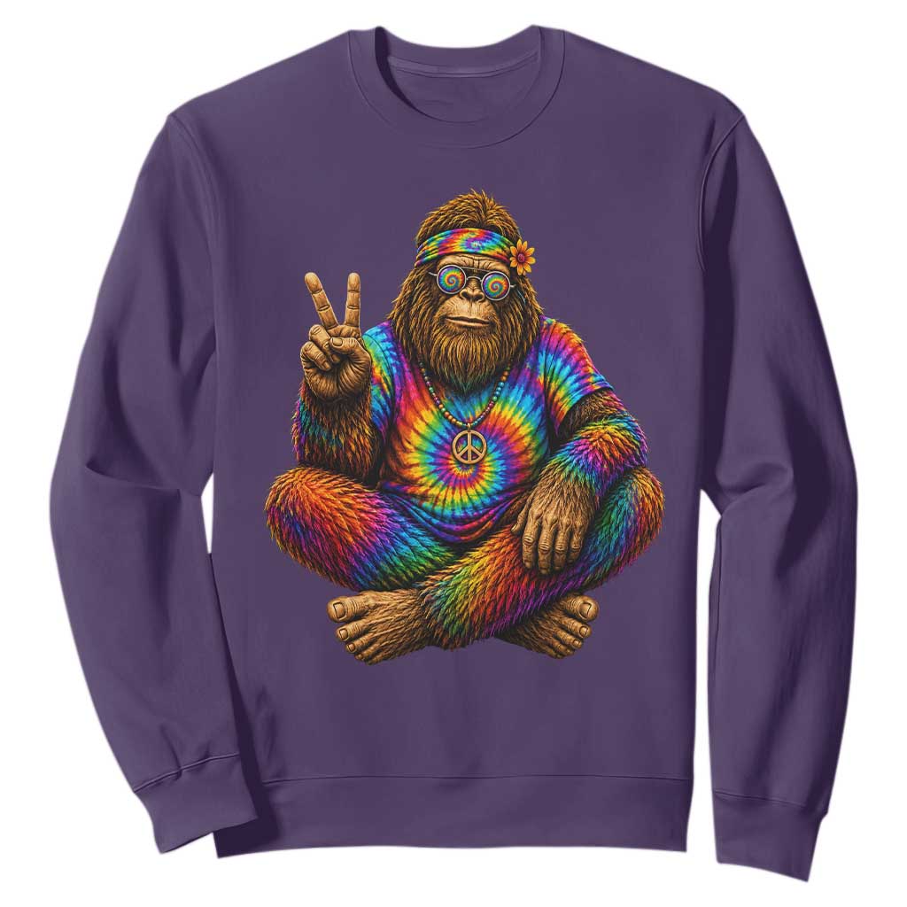 Hippie Bigfoot Peace Sign Tie Dye Sasquatch Sweatshirt TS11 Purple Print Your Wear