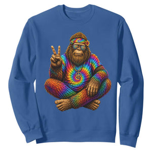 Hippie Bigfoot Peace Sign Tie Dye Sasquatch Sweatshirt TS11 Royal Blue Print Your Wear