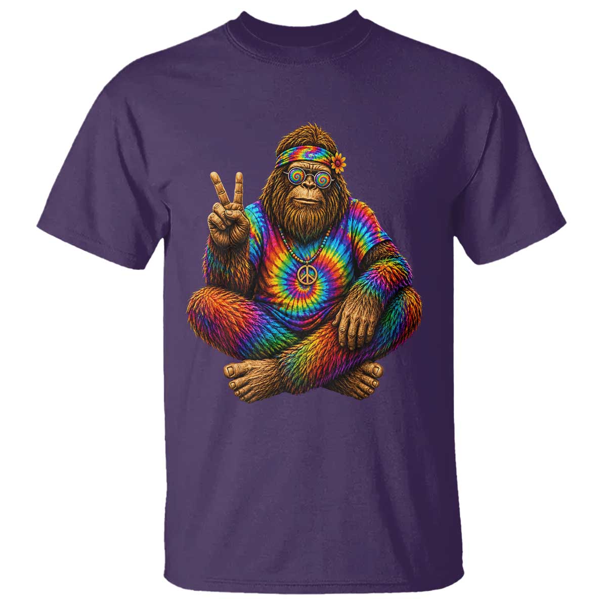 Hippie Bigfoot Peace Sign Tie Dye Sasquatch T Shirt TS11 Purple Print Your Wear