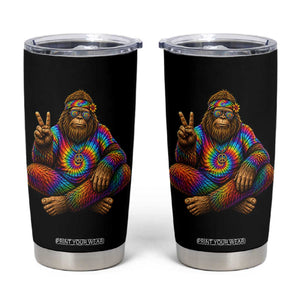 Hippie Bigfoot Peace Sign Tie Dye Sasquatch Tumbler Cup TS11 Black Print Your Wear