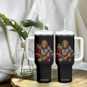 Hippie Bigfoot Peace Sign Tie Dye Sasquatch Tumbler With Handle TS11 Print Your Wear