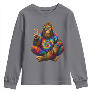 Hippie Bigfoot Peace Sign Tie Dye Sasquatch Youth Sweatshirt TS11 Charcoal Print Your Wear