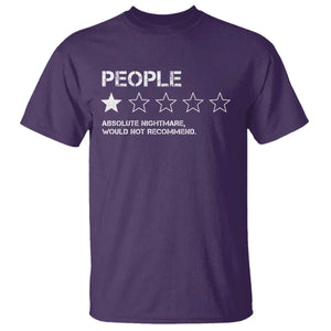 People 1 Star Absolute Nightmare Would Not Recommend T Shirt Funny Bold Text TS11 Purple Print Your Wear