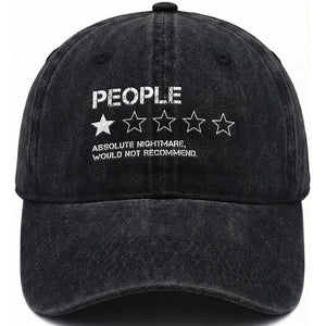 People 1 Star Absolute Nightmare Would Not Recommend Washed Cotton Baseball Cap Funny Bold Text TS11 Print Your Wear