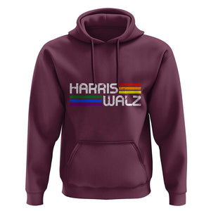 Harris Walz Hoodie LGBT Rainbow Flag Retro Faded Stripes TS11 Maroon Print Your Wear