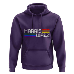 Harris Walz Hoodie LGBT Rainbow Flag Retro Faded Stripes TS11 Purple Print Your Wear