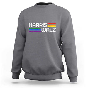 Harris Walz Sweatshirt LGBT Rainbow Flag Retro Faded Stripes TS11 Charcoal Print Your Wear