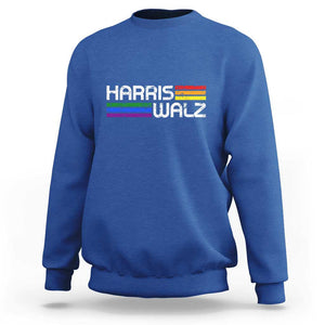 Harris Walz Sweatshirt LGBT Rainbow Flag Retro Faded Stripes TS11 Royal Blue Print Your Wear