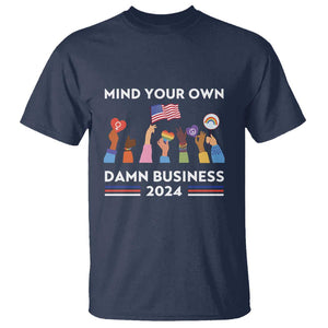 Harris Walz T Shirt Mind Your Own Damn Business 2024 American Flag Rainbow LGBT TS11 Navy Print Your Wear