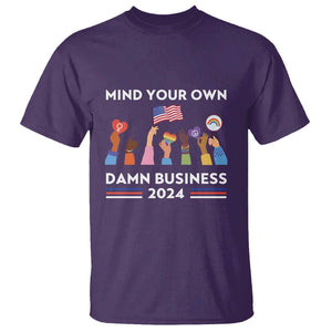 Harris Walz T Shirt Mind Your Own Damn Business 2024 American Flag Rainbow LGBT TS11 Purple Print Your Wear