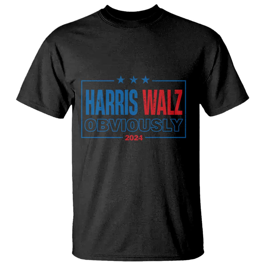 Kamala Walz Supporter T Shirt Harris Walz Obviously 2024 US Elections Star TS11 Black Print Your Wear