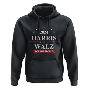 Kamala Walz Supporter Hoodie Harris Walz For The People 2024 American Flag Star TS11 Black Print Your Wear