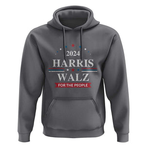 Kamala Walz Supporter Hoodie Harris Walz For The People 2024 American Flag Star TS11 Charcoal Print Your Wear