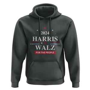 Kamala Walz Supporter Hoodie Harris Walz For The People 2024 American Flag Star TS11 Dark Heather Print Your Wear