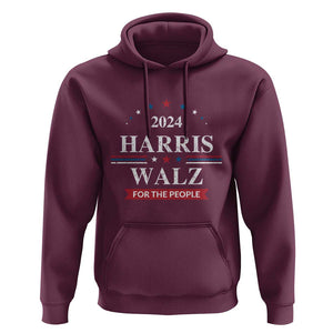 Kamala Walz Supporter Hoodie Harris Walz For The People 2024 American Flag Star TS11 Maroon Print Your Wear