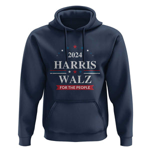 Kamala Walz Supporter Hoodie Harris Walz For The People 2024 American Flag Star TS11 Navy Print Your Wear