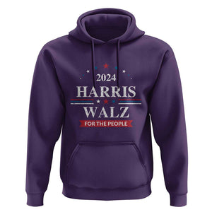 Kamala Walz Supporter Hoodie Harris Walz For The People 2024 American Flag Star TS11 Purple Print Your Wear