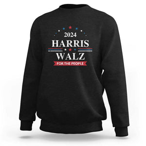 Kamala Walz Supporter Sweatshirt Harris Walz For The People 2024 American Flag Star TS11 Black Print Your Wear