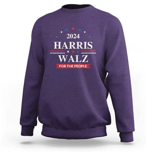 Kamala Walz Supporter Sweatshirt Harris Walz For The People 2024 American Flag Star TS11 Purple Print Your Wear