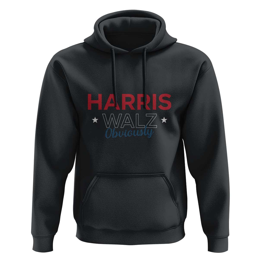 Kamala Walz Supporter Hoodie Harris Walz Obviously 2024 US Presidential Election Star TS11 Black Print Your Wear