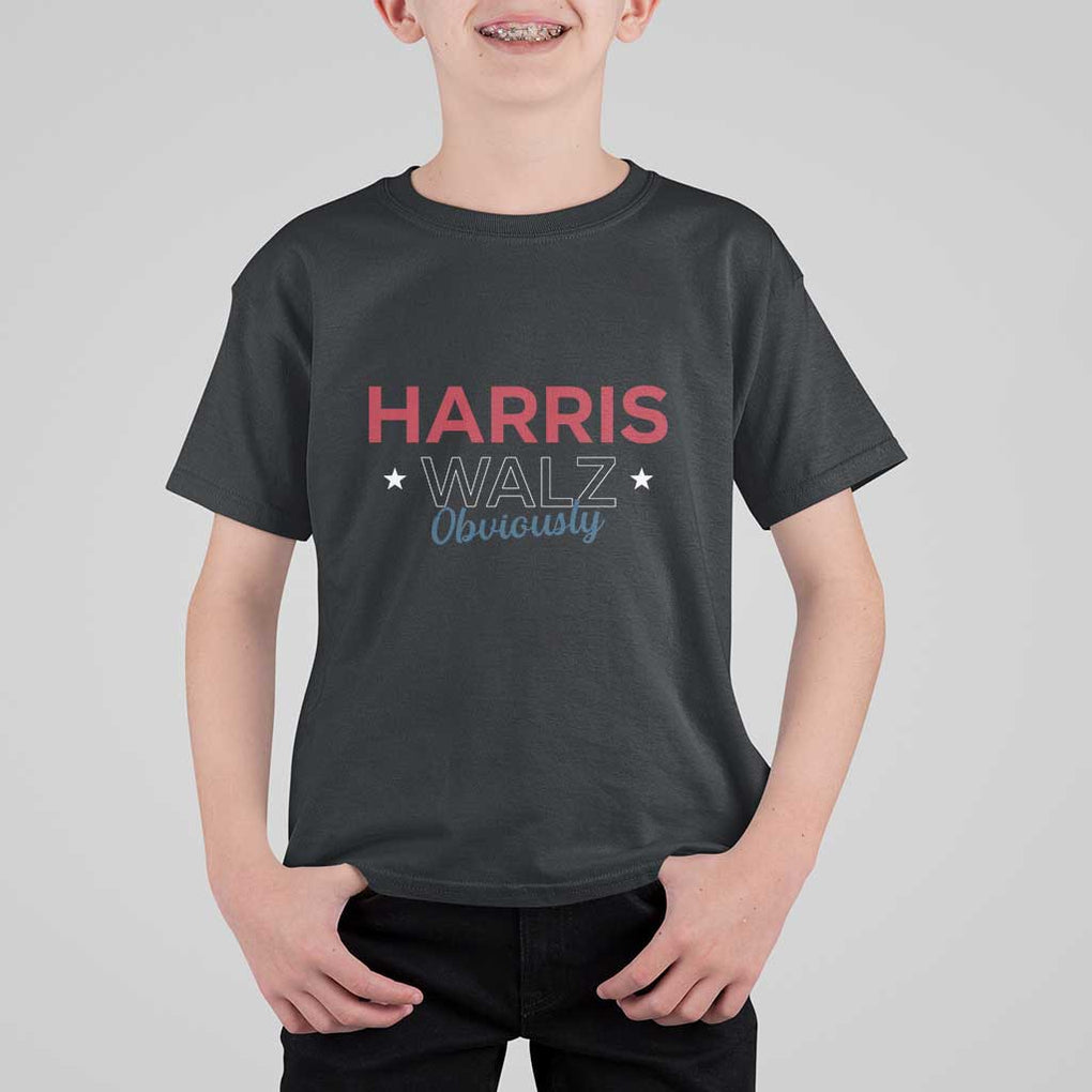 Kamala Walz Supporter T Shirt For Kid Harris Walz Obviously 2024 US Presidential Election Star TS11 Black Print Your Wear