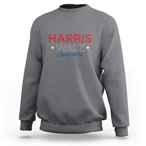 Kamala Walz Supporter Sweatshirt Harris Walz Obviously 2024 US Presidential Election Star TS11 Charcoal Print Your Wear