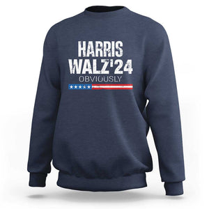 Harris Walz'24 Obviously Sweatshirt American Flag Kamala For President Election TS11 Navy Print Your Wear