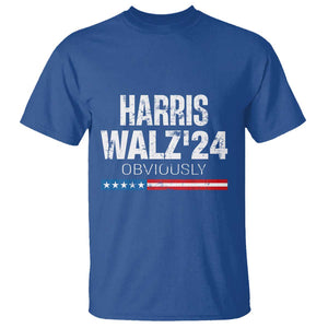 Harris Walz'24 Obviously T Shirt American Flag Kamala For President Election TS11 Royal Blue Print Your Wear