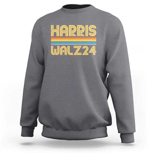 Harris Walz'24 Sweatshirt Retro Rainbow Stripes LGBT Flag US Presidential Election 2024 TS11 Charcoal Print Your Wear