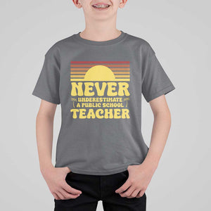 Harris Walz T Shirt For Kid Never Underestimate A Public School Teacher Sunshine Coconut Tree TS11 Charcoal Print Your Wear