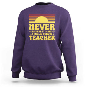 Harris Walz Sweatshirt Never Underestimate A Public School Teacher Sunshine Coconut Tree TS11 Purple Print Your Wear