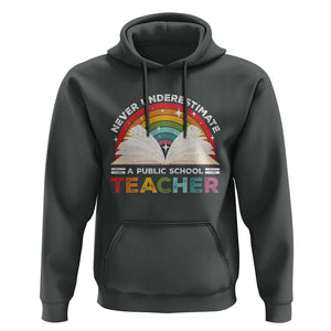 Tim Walz Hoodie Never Underestimate A Public School Teacher Rainbow Book TS11 Dark Heather Print Your Wear
