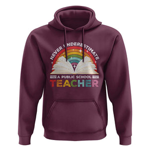 Tim Walz Hoodie Never Underestimate A Public School Teacher Rainbow Book TS11 Maroon Print Your Wear