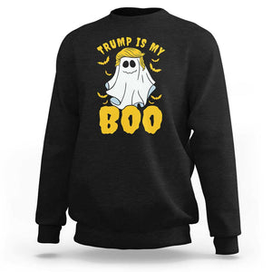 Funny Trump Supporter 2024 Sweatshirt Trump Is My Boo Halloween Ghost Bat Blond Hair TS11 Black Print Your Wear