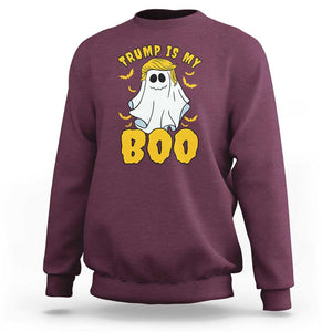 Funny Trump Supporter 2024 Sweatshirt Trump Is My Boo Halloween Ghost Bat Blond Hair TS11 Maroon Print Your Wear