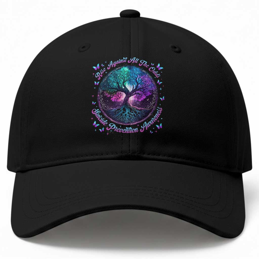 Suicide Prevention Awareness Baseball Cap Rise Against All The Odds Teal And Purple Tree Butterfly TS11 Print Your Wear