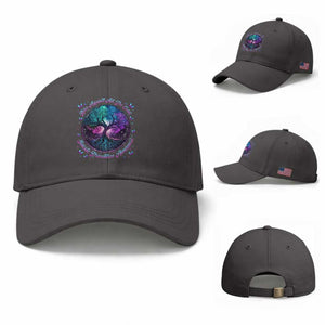 Suicide Prevention Awareness Baseball Cap Rise Against All The Odds Teal And Purple Tree Butterfly TS11 Baseball Cap Universal Fit Dark Gray Print Your Wear