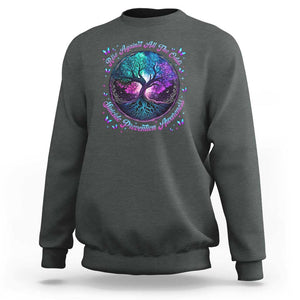 Suicide Prevention Awareness Sweatshirt Rise Against All The Odds Teal And Purple Tree Butterfly TS11 Dark Heather Print Your Wear