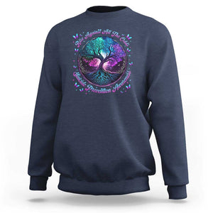 Suicide Prevention Awareness Sweatshirt Rise Against All The Odds Teal And Purple Tree Butterfly TS11 Navy Print Your Wear