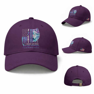 Suicide Prevention Awareness Baseball Cap Fight It Doesn't Get Easier You Get Stronger Wolf American Flag TS11 Baseball Cap Universal Fit Purple Print Your Wear