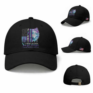 Suicide Prevention Awareness Baseball Cap Fight It Doesn't Get Easier You Get Stronger Wolf American Flag TS11 Baseball Cap Universal Fit Black Print Your Wear