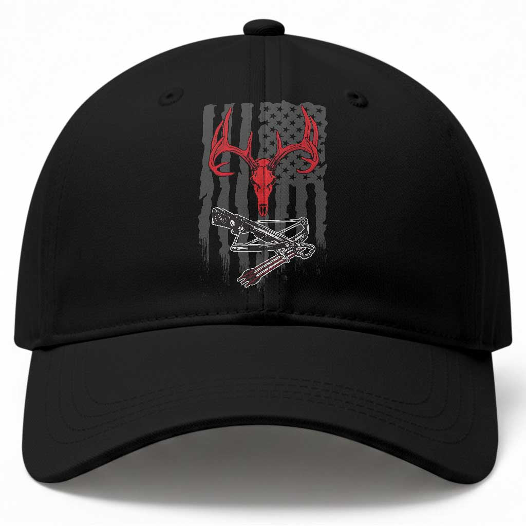 Deer Skull Compound Bow Hunting Archery American Flag Baseball Cap