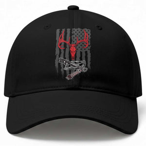 Deer Skull Compound Bow Hunting Archery American Flag Baseball Cap